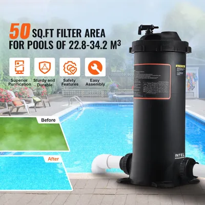 Produktbild von Kartuschen-Poolfilter 380 x 380 x 710 mm Einbau-Poolfilter, oberirdisches Schwimmbad-Filtrationsfiltersystem mit Upgrade-Filter und auslaufsicherem Gehäuse für Whirlpools Spa aufblasbare Pools