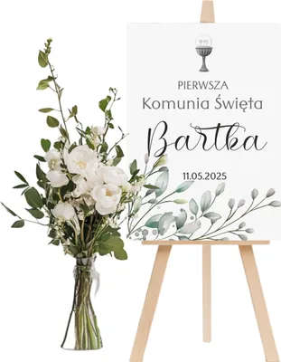 Zdjęcie produktu dla Elegancki Plakat powitalny na komunię Tablica Pierwsza Komunia 70x100cm