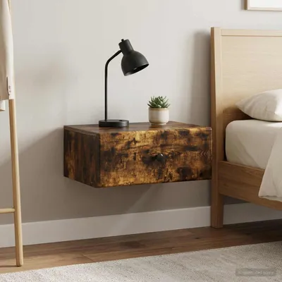Immagine prodotto di Maison Exclusive - Comodino da parete, set da 2 pezzi, in legno di rovere affumicato