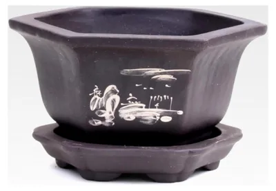 Produktbild von Bonsai - Kaskadenschale 16 cm Ø x 8,5 cm, mit Motiven