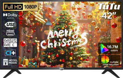 TuTu Standard TV - LED Full HD - 42 Zoll/108 cm - Randlos Design - Tripple Tuner DVB-T/T2/S/S2/C - HDMI x2, USB x1, CI+ - Montiert in Eindhoven, Niederlande - TUB42FD1N