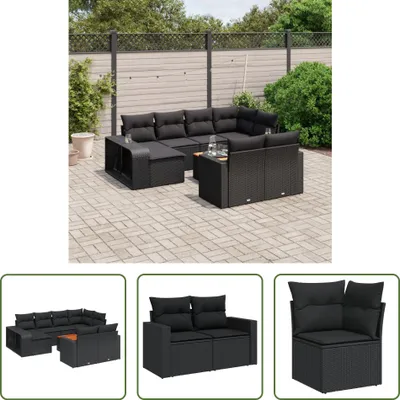 Produktbild von The Living Store 11-tlg. Garten-Sofagarnitur mit Kissen Schwarz Poly Rattan