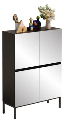 Productafbeelding van Spiegelschaaf met 4 deuren, zwart, 80 x 30,5 x 115,5 cm