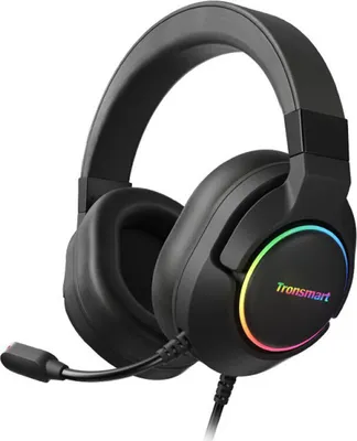 Zdjęcie produktu dla Tronsmart Sparkle RGB przewodowe wokółuszne słuchawki USB z mikrofonem i pilotem dla graczy czarny (467600)