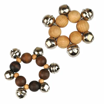 Produktbild von Voggenreiter Musik Für Kleine Premium Glöckchen-Band Set, 2-tlg., Fuß, Arm, Fußband, Armband, Rassel, Spielzeug, Holz