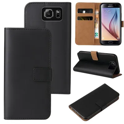 Produktbild von Handyhülle für Samsung Galaxy S6 Klapphülle Bookcase Flip Cover Hülle Handy Tasche Etui Farbe: Schwarz