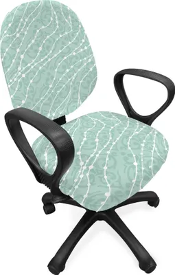 Produktbild von ABAKUHAUS Pearls Bürostuhl Schonbezug, Abstrakte Wasser Motive, dekorative Schutzhülle aus Stretchgewebe, Almond Green White