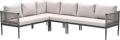 Produktbild von Garden Impressions Ecksofa, 4-teilig, pulverbeschichtetem Aluminium (carbon black), Qualicord-Seil (taupe), wasserabweisendem Polyester (desert sand), modulares Design, wasserabweisende Kissen, robust & pflegeleicht