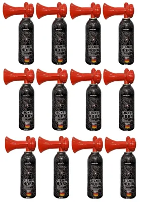 Produktbild von JUNG Signalpfeife Air Horn 12er Set Druckluftfanfare 400ml Signalhorn Fanfare Fan Artikel, (Deutschland Fussball WM 2026, Fanartikel Frauen & Männer)