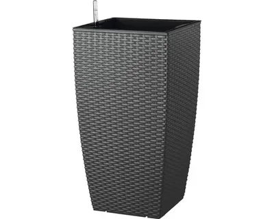 Obrázek produktu pro Samozavlažovací květináč umělý ratan Lafiora 31 x 31 x 57 cm antracit