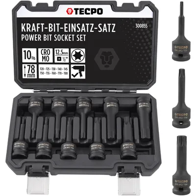 Produktbild von TECPO Torx Steckschlüssel Satz 1/2 Zoll T20-T70 Kraftnüsse Schlagnüsse Nuss Set