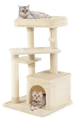 Produktbild von Kratzbaum mit Höhle, weicher Sitz, 85 cm, Beige