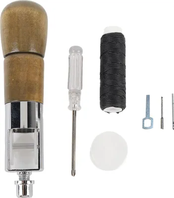 Produktbild von Nähahle, professionelles Leder-Handhefter-Reparatur-Werkzeugset mit dunklem Griff, Nadelschlüssel