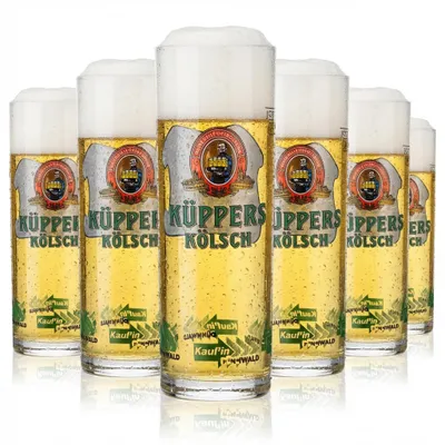 Produktbild von 6x Küppers Kölsch Bier Glas 0,2l Kölschglas/Stange "Interessengemeinschaft"