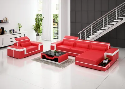 Produktbild von Wohnlandschaft Ecksofa L Form Leder Polster