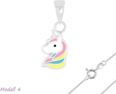 Produktbild von Einhorn Anhänger Silber 925: Kinderschmuck Kette Modell 4 mit Kette