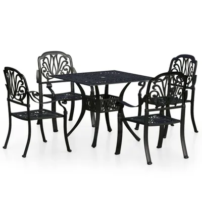 Immagine prodotto di vidaXL Set da bistrot 5 pezzi in alluminio pressofuso nero