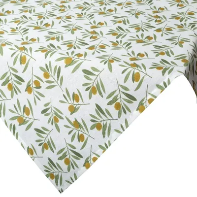 Image de EUROFIRANY : Nappe, sous-verre pour table, 85 x 85 cm, avec ajout de coton, blanc et vert