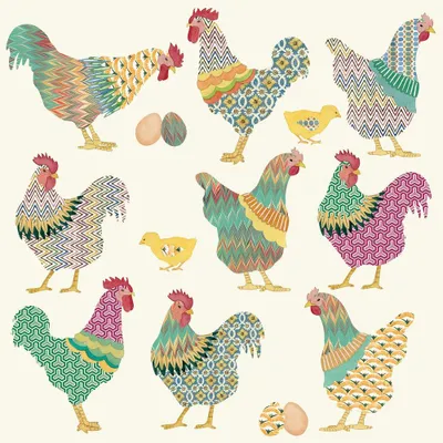 Zdjęcie produktu dla Serwetki 33x33 cm - Koguty i kury
