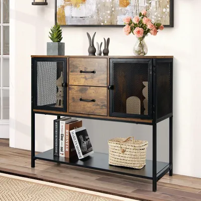 Obrázek produktu pro Komoda - Skříňka - Úložná skříň - TV stolek - Skříň do obývacího pokoje - Průmyslový design - Dřevo a černý kov