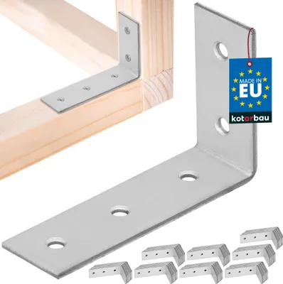 Obrázek produktu pro KOTARBAU® Sada 100 úhlových spojovacích prvků pro vysoké zatížení 50 x 80 x 25 mm pozinkovaná ocel Úhelník z oceli Stabilní Odolný spojovací prvek pro nosníky Stříbrná barva