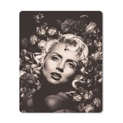 Produktbild von MuchoWow® Mauspad Mousepad Blumen - Frau - Schwarz - Weiß 19x23 cm - Mousepads - Maus Mat - Pad - Mausunterlage - Mauspads - Spielen