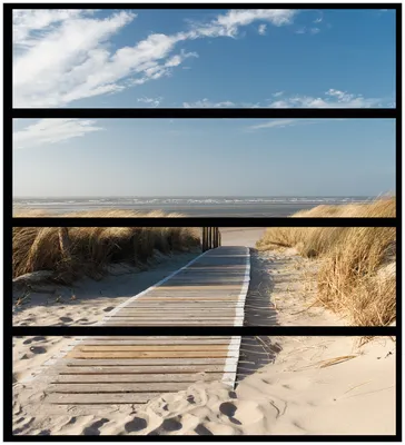 Produktbild von Wallario Möbelfolie / Aufkleber, geeignet für Ikea Malm Kommode mit 4 Schubfächern - Auf dem Holzweg zum Strand