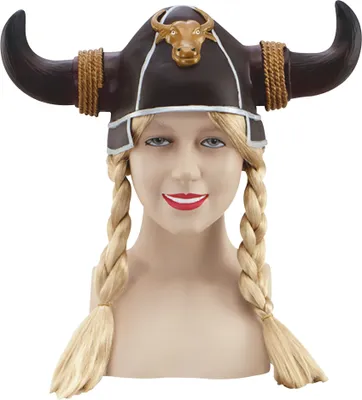 Image de Bristol Novelty Casque Viking pour femme avec tresses BN2165 (taille unique) (brun/or/argent)