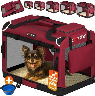 Image de CADOCA® Cage de transport S Rouge pour animaux chien chat rongeur Respirant Pliable Sac de transport Matelas douillet