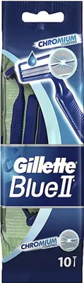 Obrázek produktu pro Jednorázový holicí strojek Gillette Blue 2 - chromový potah - 10 břitů - 1 kus