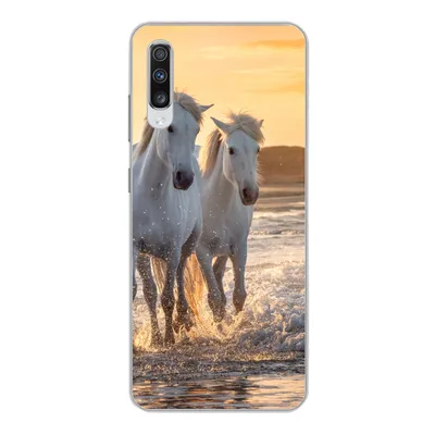 Produktbild von MuchoWow® Handyhülle Schutzhülle Hülle für Samsung Galaxy A70 Pferde - Wasser - Strand - Tiere Silikon Softcase Handy Hülle - Schutzhaube
