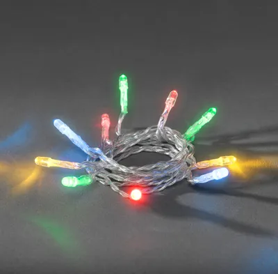 Produktbild von LED Lichterkette, mit an/aus Schalter, 6h Timer, 20 bunte Dioden, batteriebetrieben, Innen, transparentes Kabel, 3 x AA 1.5V (exkl.)-1408-503