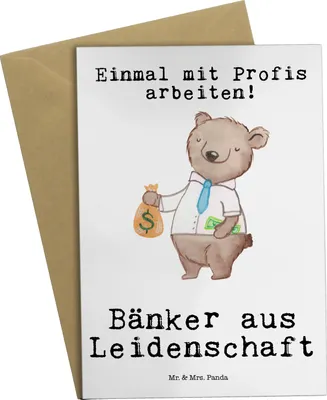 Produktbild von Mr. & Mrs. Panda Glückwunschkarte Bänker Leidenschaft - Weiß - Geschenk, Spruch, osterkarte, weihnachtskarten, Grußkarten, Beruf, einladungskarten, Grußkarte, Ausbildung
