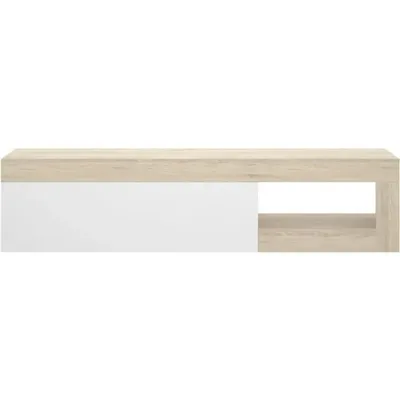 Produktbild von Niedriger TV-Ständer - LEBO - Eiche / Hochglanzweiß - 204 x 42 x 48 cm