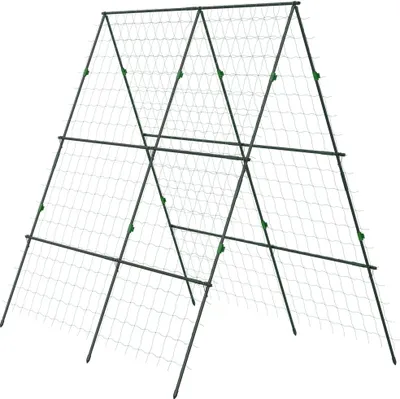 Obrázek produktu pro Zahradní mřížka - Trojúhelníková mřížka - Ocelový rám 180x100x180 cm - Samostatně stojící - Zelená