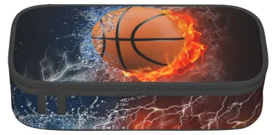 Produktbild von Federmäppchen mit Basketballmotiv, niedliches Federmäppchen mit Doppelreißverschluss, praktisch für Schul- und Bürobedarf.