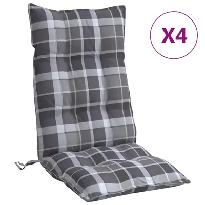 Produktbild von vidaXL Hochlehner-Auflagen 4 Stk. Grau Karomuster Oxford-Gewebe