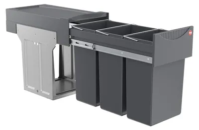 Produktbild von Hailo 3666131 - AS Terzett - 10L/10L/10L - Dunkelgrau Abfallsammler Mülleimer