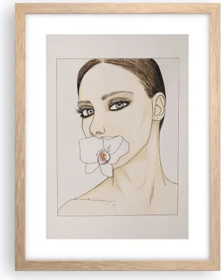 Produktbild von Gerahmtes Poster - Rahmen in heller Eiche - Frau Stille Blume - 30x40 cm - Wand Bild - Wanddeko - Wandbilder - Kunstposter - Wandposter - Bilderrahmen - Bilder - Kunstdruck - P2NPA30x40-5022