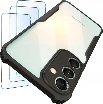 Immagine prodotto di Custodia per Samsung M55 5G | Rinforzata Trasparente in silicone | Set di 3 vetri
