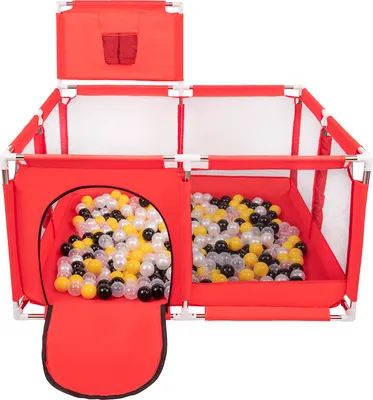 Produktbild von Selonis Laufstall Mit Korb 400 Bälle ∅6cm Spielplatz Mit Bunten Bällen Laufgitter Für Babys Und Kinder
