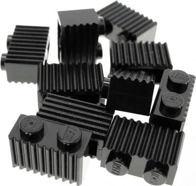 Produktbild von 10x Lego Bau Stein modifiziert 1x2 schwarz Rillen Gitter Riffel Eisenbahn 2877