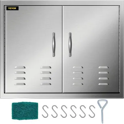 Obrázek produktu pro Famanu, grilovací ostrov s dvojitými dveřmi z nerezové oceli a ventilačními otvory – 75,8 x 53,2 cm