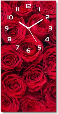 Produktbild von Wanduhr aus Glas – 30x60 cm - Glasbild - Glasuhr - Gehärtetes Glas -Rote Rose