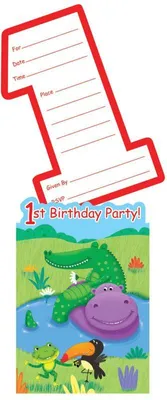 Produktbild von 8 Einladungskarten 1. Geburtstag Dschungel