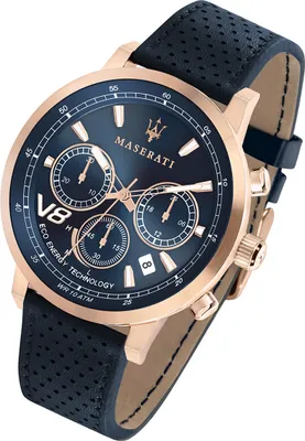 Immagine prodotto di Orologio Maserati da uomo GT movimento solare al quarzo cinturino in pelle blu scuro UMAR8871134003