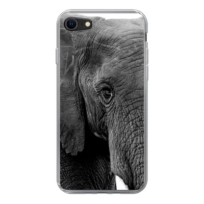 Produktbild von MuchoWow® Handyhülle Schutzhülle Hülle für iPhone 8 Elefant - Tiere - Schwarz - Weiß - Natur Silikon Softcase Handy Hülle - Schutzhaube