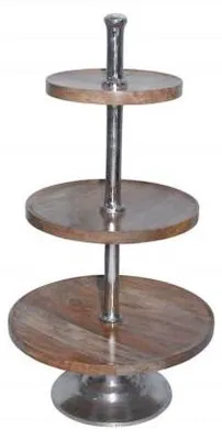 Imagen del producto de Estantería redonda de madera Mars & More, de 3 niveles, con una altura de 80 cm