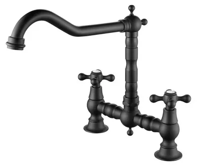 Immagine prodotto di Miscelatore da cucina nero con maniglie a croce, modello Heritage Ascot BL-0011-HM, marca Aquanello
