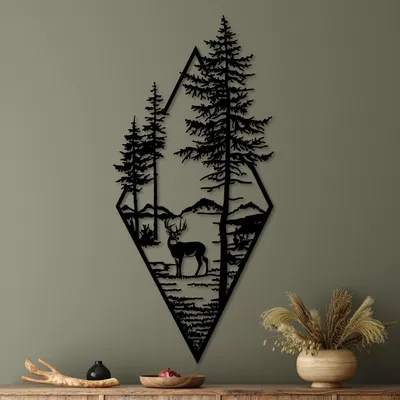 Produktbild von Wallity, Deer - Black, Dekoratives Wandaccessoire aus Metall, Schwarz, 100 % METALL, 39 x 85 cm